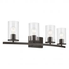  45498OZCLR - Crosby 31.25" 4-Light Vanity Light with Clear Glass in Olde Bronze