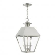  27220-91 - 3 Light Brushed Nickel Outdoor Large Pendant Lantern