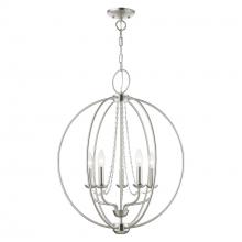  40915-91 - 5 Light Brushed Nickel Globe Chandelier