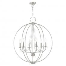  40916-91 - 6 Light Brushed Nickel Globe Pendant Chandelier