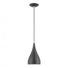  41171-96 - 1 Light Shiny Dark Gray with Polished Chrome Accents Mini Pendant