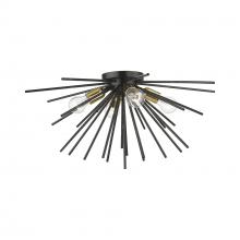  46170-68 - 4 Light Shiny Black with Polished Brass Accents Large Flush Mount