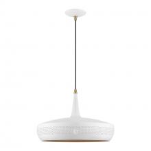  49353-03 - 1 Light White with Antique Brass Accents Pendant