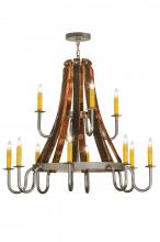  147331 - 44"W Barrel Stave Madera 12 LT Two Tier Chandelier