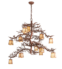  198769 - 48" Wide Pine Branch Valley View 12 Light Chandelier