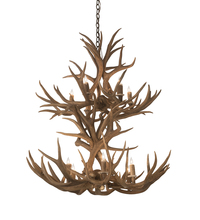  200461 - 36" Wide Antlers Mule Deer 12 Light Chandelier