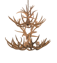  200463 - 42" Wide Antlers Mule Deer 12 Light Chandelier