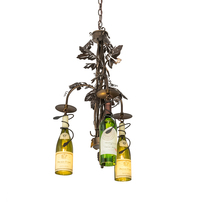  202408 - 18" Wide Tuscan Vineyard 3 Light Wine Bottle Chandelier