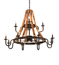  213961 - 54" Wide Barrel Stave Madera 12 Light Chandelier