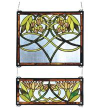  27233 - 21"W X 26"H Waterlily 2 -Piece Stained Glass Window