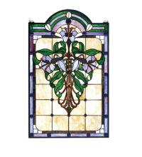  67136 - 22"W X 35"H Nouveau Lily Stained Glass Window