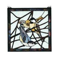  68387 - 18"W X 18"H Backyard Friends Stained Glass Window