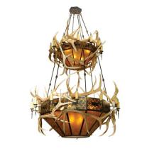  81332 - 68"W Antlers Elk 2 Tier Chandelier