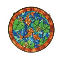  82558 - 24"W X 24"H Koi Pond Lily Stained Glass Window