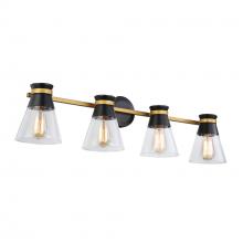  AC11804BB - Kanata Collection 4-Light Vanity Light, Black & Brushed Brass