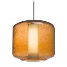 Besa Lighting 1JC-NILES10AO-LED-SN - Besa Niles 10 Pendant, Amber Bubble/Opal, Satin Nickel Finish, 1x5W LED