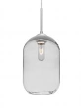  1JT-OMEGA12CL-SN - Besa, Omega 12 Cord Pendant,Clear, Satin Nickel Finish, 1x60W Medium Base