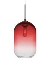  1JT-OMEGA12RD-BR - Besa, Omega 12 Cord Pendant,Red/Clear, Bronze Finish, 1x60W Medium Base