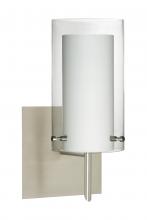  1SW-C44007-LED-SN-SQ - Besa Pahu 4 Wall With SQ Canopy 1SW Clear/Opal Satin Nickel 1x5W LED