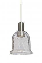  1XC-KIBACL-LED-SN - Besa, Kiba Cord Pendant, Clear Bubble, Satin Nickel Finish, 1x3W LED