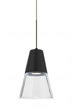  1XC-TIMO6BC-LED-BR - Besa, Timo 6 Cord Pendant,Clear/Black, Bronze Finish, 1x9W LED