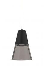  1XT-TIMO6BS-LED-SN - Besa, Timo 6 Cord Pendant,Smoke/Black, Satin Nickel Finish, 1x9W LED