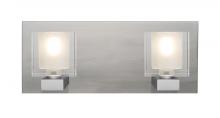  2WF-BOLOFR-LED-SN - Besa, Bolo Vanity, Clear/Frost, Satin Nickel Finish, 2x5W LED