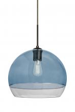  J-ALLY12BL-EDIL-BR - Besa, Ally 12 Cord Pendant For Multiport Canopy, Coral Blue/Clear, Bronze Finish, 1x5