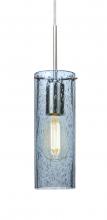  J-JUNI10BL-EDIL-SN - Besa, Juni 10 Pendant For Multiport Canopy, Blue Bubble, Satin Nickel, 1x4W LED Filam