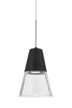  XP-TIMO6BC-LED-SN - Besa, Timo 6 Cord Pendant,Clear/Black, Satin Nickel Finish, 1x9W LED