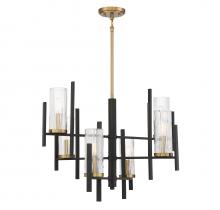  1-1906-6-143 - Midland 6-Light Chandelier in Matte Black with Warm Brass Accents