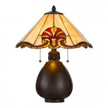  BO-3015TB - 60W X 2 Tiffany Table Lamp with Pull Chain Switch with Resin Lamp Body