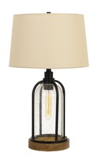  BO-2840TB - 27" Height Metal and Pine Wood Table Lamp in Black and Wood Finish