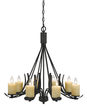  FX-3561/8 - 28" Inch Tall Metal Chandelier in Black Smith Finish