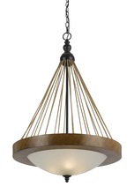  FX-3563/1P - 32" Inch Tall Metal Pendant in Metal Wood Finish