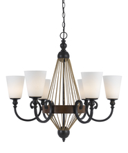  FX-3563/6 - 30.75" Inch Tall Metal Chandelier in Metal Wood Finish