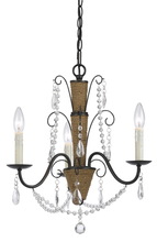  FX-3592-3 - 24.25" Inch Tall Metal and Crystal Chandelier in Rattan and Crystal Finish