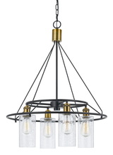  FX-3653-4 - 60W X 4 Rexburg Metal Glass Chandelier (Edison Bulbs Not Included)