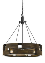  FX-3670-6 - 60W X 6 Bradford Metal And Wood Chandelier (Edison Bulbs Not included)