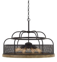  FX-3706-9 - Akaki 60W X 9 Metal/Pine Wood Chandelier  (Edison Bulbs Not included)