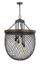  FX-3718-6 - Marion Metal/Wood Mesh Shade Chandelier (Edison Bulbs Not included)