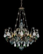  3587-23OS - Renaissance Rock Crystal 8 Light 120V Pendant in Etruscan Gold with Olivine & Smoke Quartz Crystal