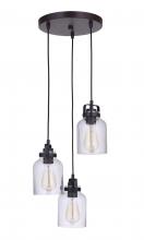  53692-FBDT - Foxwood 3 Light Pendant in Flat Black/Dark Teak