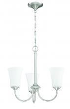  50423-BNK-WG - Gwyneth 3 Light Chandelier in Brushed Polished Nickel (White Glass)