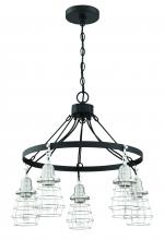  50625-FBBNK - Thatcher 5 Light Chandelier in Flat Black/Brushed Polished Nickel