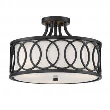  285-MK - Libby Langdon Graham 3 Light Matte Black Semi Flush Mount