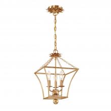  514-GA - Broche 3 Light Antique Gold Lantern Chandelier