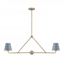  XAV-B9302-VG-BL - Xavier 2 Light Vibrant Gold + Blue Linear Chandelier