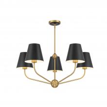  XAV-B9315-VG-MK - Xavier 5 Light Vibrant Gold + Matte Black Chandelier