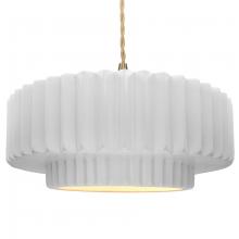  CER-6555-WTWT-BRSS-BEIG-TWST - Large Tier Pleated 1-Light Pendant